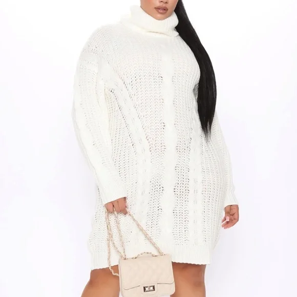 Fashion Nova | Dresses | Fn Fashion Nova Knit Decision Mini Sweater Dress  In Ivory | Poshmark